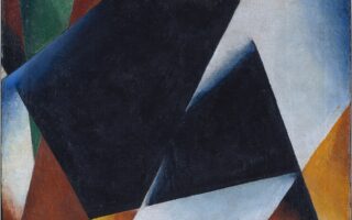 Painterly Architectonic, dipinto astratto di Liubov Popova del 1918 con piani geometrici neri, bianchi, rossi e ocra, Museo Thyssen-Bornemisza