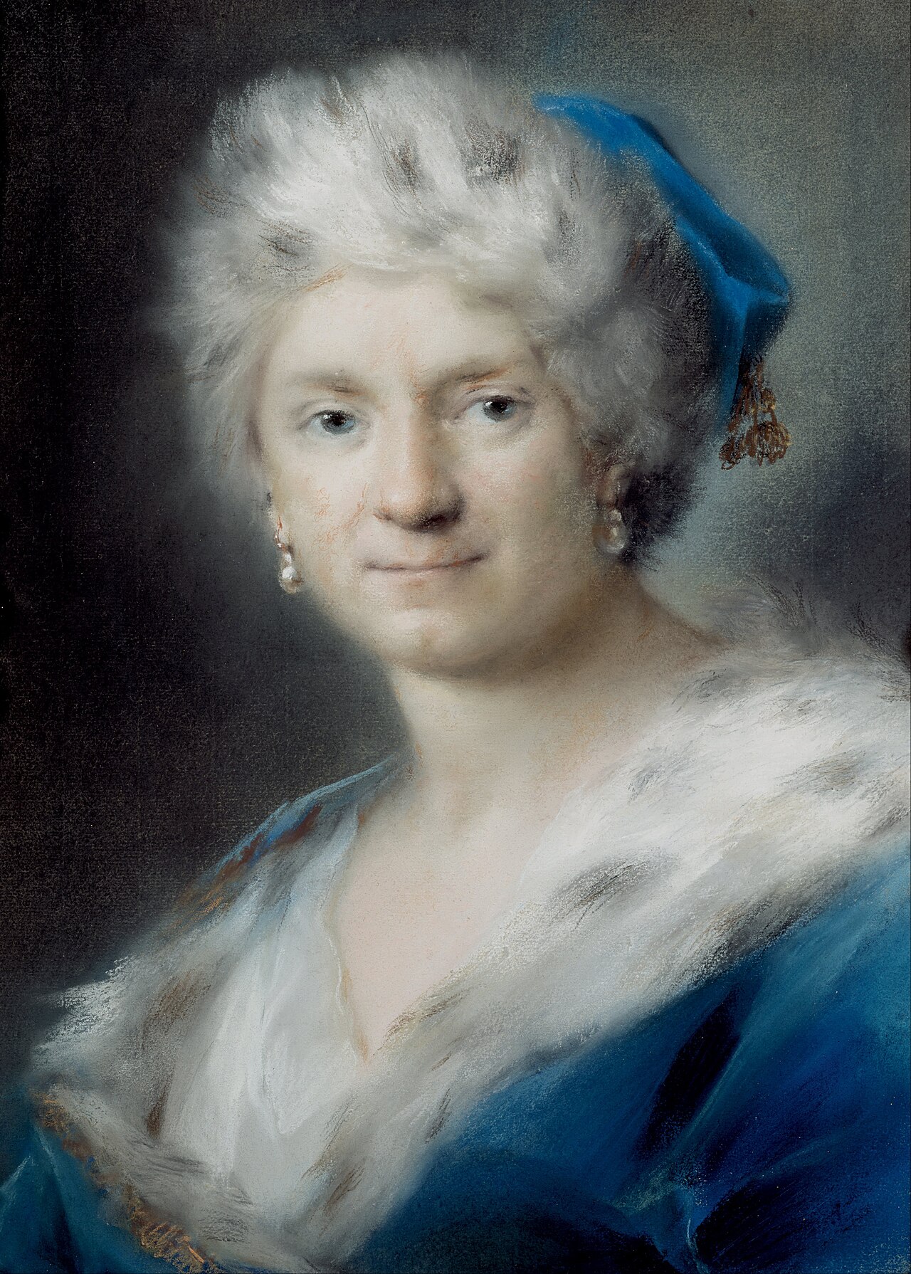 Autoritratto di Rosalba Carriera come Inverno, con cappello e mantello azzurri bordati di pelliccia
